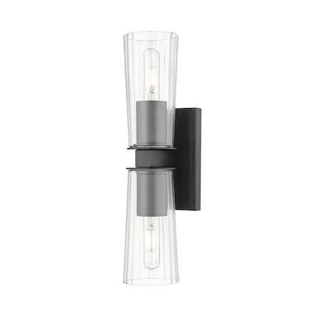 Z-Lite Titus 2 Light Wall Sconce, 4.5in. W x 17.5in. H, Matte Black 826-2S-MB